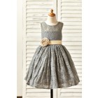 Princessly.com-K1000144-Grey Lace Flower Girl Dress with champagne sash/flower-01