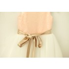 Princessly.com-K1003203-Blush Pink/Gold Sequin Ivory Tulle Flower Girl Dress with navy/champagne sash-01