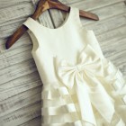 Princessly.com-K1003218-Ivory Satin Tulle Stripes Flower Girl Dress with big bow-01
