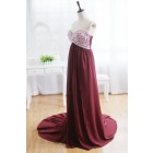 Princessly.com-K1001936-Wine Red Burgundy Chiffon Bridesmaid Dress Prom Dress Strapless Beaded Dress-01