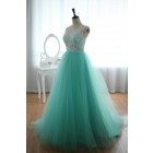 Princessly.com-K1001940-Lace Tulle Bridesmaid Dress Prom Dress Blue Tulle Ball Gown Dress-01