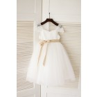 Princessly.com-K1003207-Cap Sleeves Ivory Lace Tulle Flower Girl Dress with champagne satin sash-01