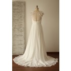 Princessly.com-K1003273-A Line Cap Sleeves Lace Chiffon Wedding Dress with Sweep Train-01