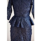 Princessly.com-K1000288-Long Sleeves Navy Blue Lace Short Bridesmaid/Mother Dress Bridal Gown-01