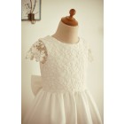 Princessly.com-K1003964-Ivory Lace Cotton Cap Sleeves Wedding Flower Girl Dress with Bow-01