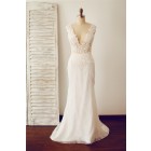 Princessly.com-K1000094-Sexy Fitted Deep V Neck Sheer Illusion Back Lace Wedding Dress-01