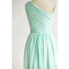 Princessly.com-K1000299-One Shoulder Mint Blue Chiffon Long Wedding Bridesmaid Dress-01