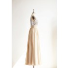 Princessly.com-K1000296-V Neck Silver Sequin Champagne Chiffon Long Bridesmaid Dress Wedding Party Dress-01