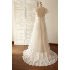 Princessly.com-K1000056-Empire Waist Maternity Cap Sleeves Lace Tulle Wedding Dress-01