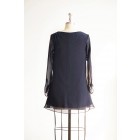 Princessly.com-K1000306-Long Sleeves V Neck Navy Blue Chiffon Short Bridesmaid/Mother Dress Plus Size Dress-01