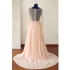 Princessly.com-K1000242-Sheer Sexy Blush Pink Long Sleeves Tulle Chiffon Prom Dress-01