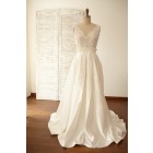 Princessly.com-K1000059-Deep V Back Lace Satin Wedding Dress Bridal Gown-01