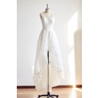 Princessly.com-K1000329-Sheer Illusion Neck High Low Ivory Lace Wedding dress Bridal Gown-01