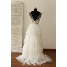 Princessly.com-K1000220-Sheer See Though Ivory Lace Tulle V Back Wedding Dress with champagne sash-01