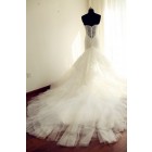 Princessly.com-K1000247-Strapless Sweetheart Ivory Lace Tulle Mermaid wedding Dress-01