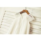 Princessly.com-K1000078-Ivory Pleated Chiffon Lace Flower girl dress with cap sleeves-01