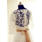 Princessly.com-K1000224-Long Elbow Sleeves Ivory Lace Tulle Wedding Dress with beaded sash-01