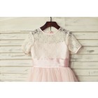 Princessly.com-K1000163-Short Sleeves Pink Lace Tulle Flower Girl Dress-01