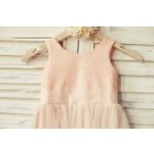 Princessly.com-K1000127-Peach Pink Sequin Tulle Flower Girl Dress-01