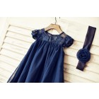 Princessly.com-K1000106-Navy Blue/Ivory/Blush Pink/Grey Lace Chiffon Flower Girl Dress with Cap Sleeves-01