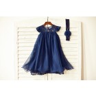 Princessly.com-K1000106-Navy Blue/Ivory/Blush Pink/Grey Lace Chiffon Flower Girl Dress with Cap Sleeves-01