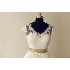 Princessly.com-K1000225-Sheer See Though Ivory Lace Chiffon Cap Sleeves V Back Wedding Dress with champagne sash-01