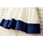 Princessly.com-K1000166-Deep V Back Ivory Lace Flower Girl Dress with navy blue bow-01