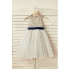 Princessly.com-K1000130-Navy Blue Lace Tulle Flower Girl Dress Keyhole Back with Blush Pink Bow Belt-02