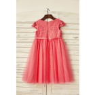Princessly.com-K1000191-Coral Lace Tulle Cap Sleeve Flower Girl Dress-01