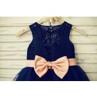 Princessly.com-K1000130-Navy Blue Lace Tulle Flower Girl Dress Keyhole Back with Blush Pink Bow Belt-02
