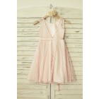 Princessly.com-K1000116-Blush Pink Lace V Back Flower Girl Dress with thin sash-01