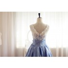 Princessly.com-K1001956-Lace Blue Taffeta Wedding Dress/Bridesmaid Dress in Knee Short Length-01