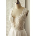 Princessly.com-K1000100-Sheer Illusion Lace Plunging Neck Tulle Wedding Dress-01