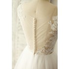 Princessly.com-K1000100-Sheer Illusion Lace Plunging Neck Tulle Wedding Dress-01