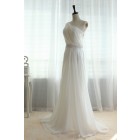 Princessly.com-K1000018-One shoulder Chiffon Sheer Tulle Back with lace Beading Wedding dress/Bridesmaid dress/Prom Dress-01