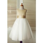 Princessly.com-K1003345-Champagne Satin Ivory Tulle Wedding Flower Girl Dress with Beaded Neckline-01