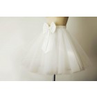 Princessly.com-K1000265-Ivory Tulle Satin TUTU skirt with bow /Short Woman Skirt-01