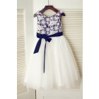 Princessly.com-K1003339-Ivory Lace Tulle Wedding Flower Girl Dress with Black Lining/Sash-01