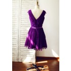Princessly.com-K1000102-V Neck Purple Lace Bridesmaid Dress Knee Length Short Dress-01