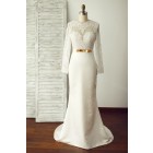 Princessly.com-K1000239-Sexy Long Lace Sleeves Backless Ivory Satin Wedding Dress-01