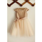 Princessly.com-K1003384-Cap Sleeves Champagne Sequin Tulle Wedding Flower Girl Dress with belt-01