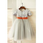Princessly.com-K1003314-Short Sleeves Silver Sequin Gray Tulle Wedding Flower Girl Dress-01