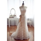 Princessly.com-K1001924-Vintage Inspired French Corded Lace Wedding Dress Champagne Lining Strapless Bridal Gown-01