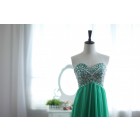 Princessly.com-K1001944-Green Chiffon Bridesmaid Dress Prom Dress Strapless Sweetheart Beaded Top-01
