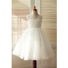 Princessly.com-K1003313-V Back Ivory Lace Tulle Wedding Flower Girl Dress-01