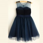 Princessly.com-K1003966-Navy Blue Chiffon Tulle Wedding Flower Girl Dress with Belt-01
