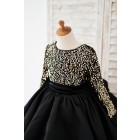 Princessly.com-K1004185-Long Sleeves Gold Sequin Black Satin V Back Wedding Flower Girl Dress Kids Party Dress-01
