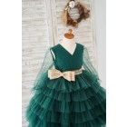 Princessly.com-K1004186-Long Sleeves Green Tulle Cupcake Wedding Flower Girl Dress Kids Party Dress-01