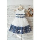 Princessly.com-K1003444-Ivory Satin Tulle Wedding Flower Girl Dress with Navy Blue Lace Bow Belt-01