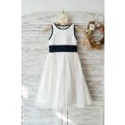 Princessly.com-K1003449-Ivory Chiffon Wedding Flower Girl Dress Junior Bridesmaid Dress with Navy Blue Bow-01
